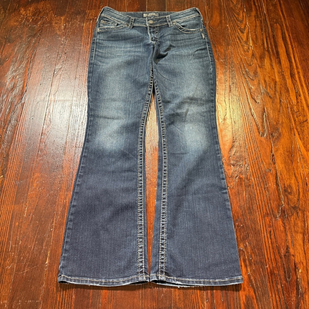 Silver Suki Surplus Jeans Women 31x32 Blue Bootcut Dark Wash Flap Pocket Faded